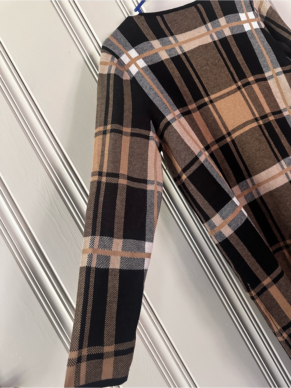 Anne Kline Plaid Long Duster Coat with clasp - Picture 8 of 9